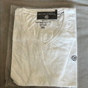 White V-Neck Men's Short Sleeve Tee 100% Cotton